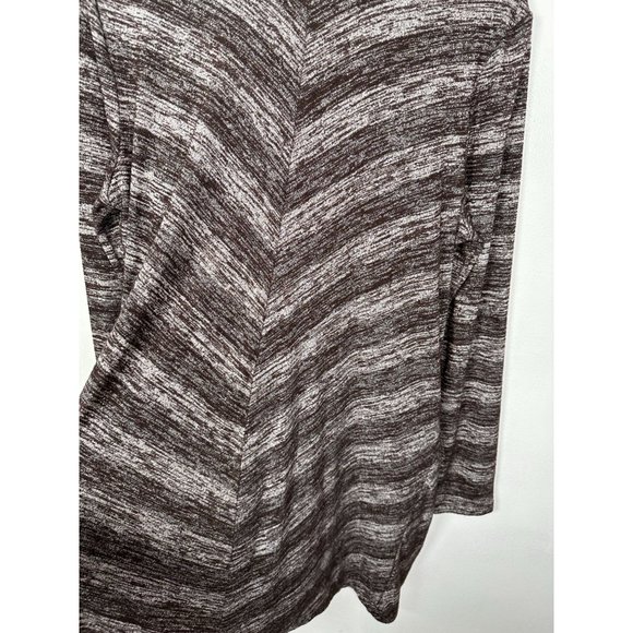 LOGO Lori Goldstein Womens Large Cardigan Sweater Long Sleeve Brown White Stretc - Picture 5 of 11